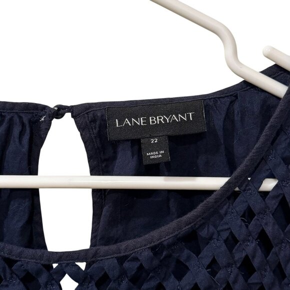 Lane Bryant Womens Sleeveless Black Top With Crochet Yoke Design Size 22 - Picture 3 of 5